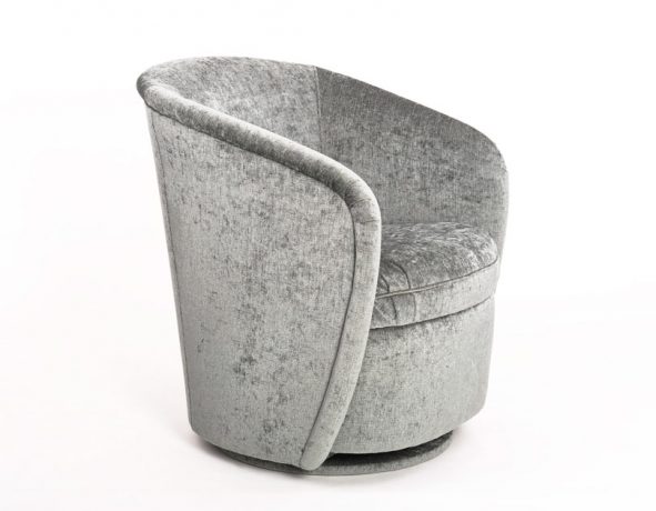 custom swivel tub chair in grey velvet