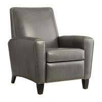 leather reclining chair featuring nail head trim