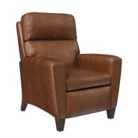 side view of deluxe recliner in brown leather