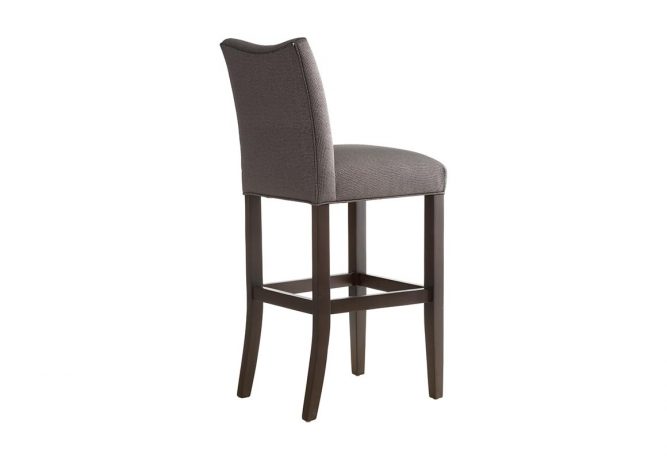 back view of a 10101 bar stool with curved dipped stool with solid wood base