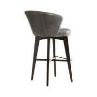 Backside view of memory swivel contemporary bar stool in grey by Vogel.