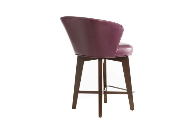 Backside view of memory swivel contemporary bar stool in red by Vogel.