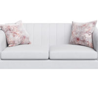 tufted madison loveseat with pink pillows