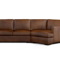 modern brown leather sectional with cuddler