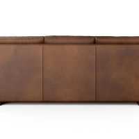 back view of brown leather sofa