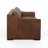 side view of contemporary brown leather sofa
