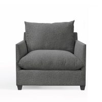 modern large lounge chair in dark grey fabric