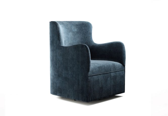 navy swivle chair with curved arms
