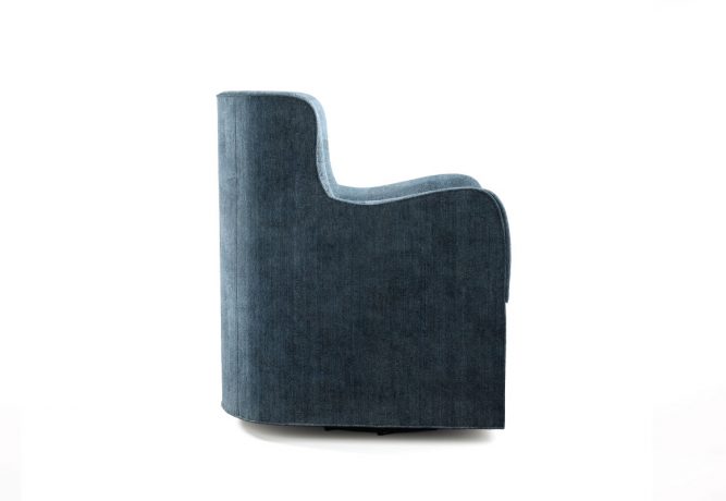 side view of swivel chair with curved arms