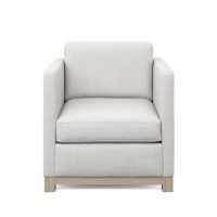white modern chair with oak wood base