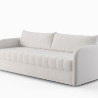 white boucle channel tufted sofa quarter turn