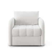 modern white channel tufted chair front view