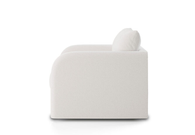 modern white channel tufted chair side view