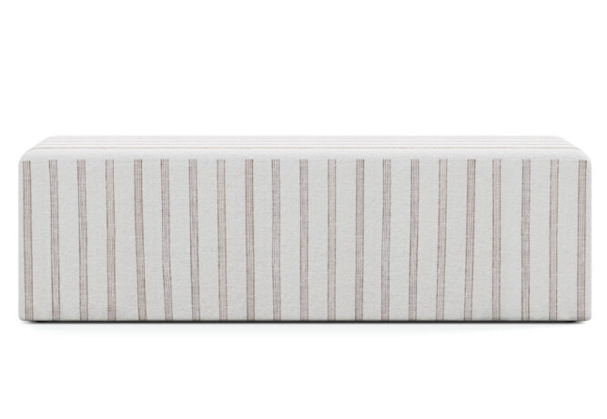 havana custom upholstered bench in white striped fabric