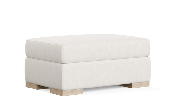 modern ottoman with square feed and a white fabric