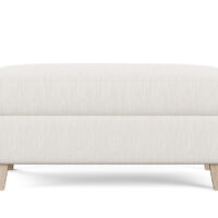 chelsea transitional ottoman in a white fabric with light wood legs