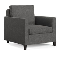 petite transitional chair in charcoal fabric side angle