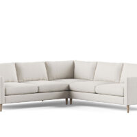 tribeca mid century modern sectional in an 'l' shape in a light beige fabric