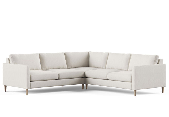 tribeca mid century modern sectional in an 'l' shape in a light beige fabric